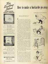 Better Homes & Gardens April 1949 Magazine Article: How to make a backache go away
