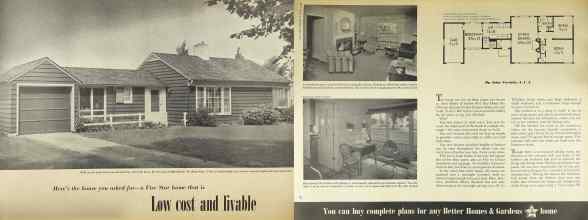 Better Homes & Gardens April 1949 Magazine Article: Here's the house you asked for--a Five Star home that is Low cost and livable