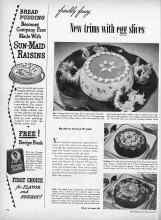 Better Homes & Gardens May 1949 Magazine Article: Frankly Fancy New trims with egg slices
