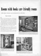 Better Homes & Gardens August 1949 Magazine Article: Rooms with books are friendly rooms