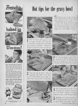 Better Homes & Gardens November 1949 Magazine Article: Hot tips for the gravy bowl