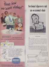 Better Homes & Gardens November 1949 Magazine Article: Sectional slipcovers suit an occasional chair