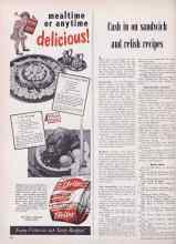 Better Homes & Gardens February 1950 Magazine Article: Cash in on sandwich and relish recipes