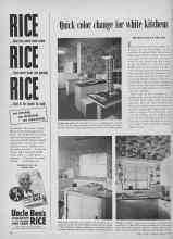 Better Homes & Gardens February 1950 Magazine Article: Quick color change for white kitchens