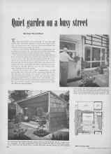 Better Homes & Gardens February 1950 Magazine Article: Quiet garden on a busy street