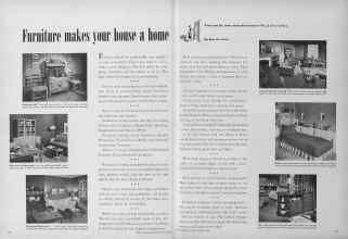 Better Homes & Gardens February 1950 Magazine Article: Furniture makes four house a home