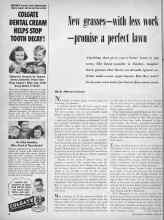 Better Homes & Gardens March 1950 Magazine Article: New grasses--with less work--promise a perfect lawn