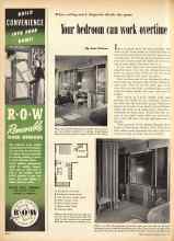 Better Homes & Gardens April 1950 Magazine Article: When ceiling-track draperies divide the space Your bedroom can work overtime