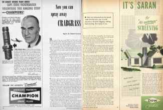 Better Homes & Gardens April 1950 Magazine Article: Now you can spray away CRABGRASS