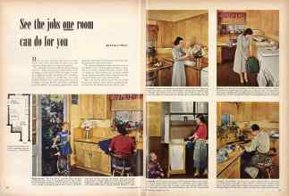 Better Homes & Gardens June 1950 Magazine Article: See the jobs one room can do for you