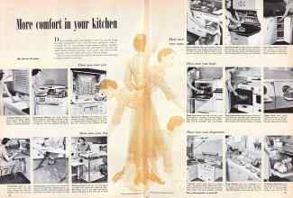 Better Homes & Gardens June 1950 Magazine Article: More comfort in four kitchen