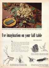 Better Homes & Gardens September 1950 Magazine Article: Use imagination on jour fall table
