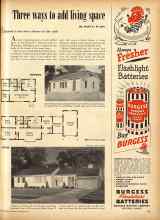 Better Homes & Gardens October 1950 Magazine Article: Three ways to add living space