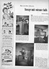 Better Homes & Gardens February 1951 Magazine Article: Here are three ideas for Storage-unit entrance halls