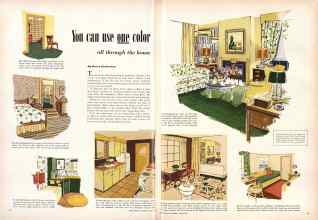 Better Homes & Gardens March 1951 Magazine Article: You can use one color all through the house