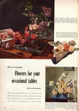 Better Homes & Gardens April 1951 Magazine Article: Flowers for your occasional tables