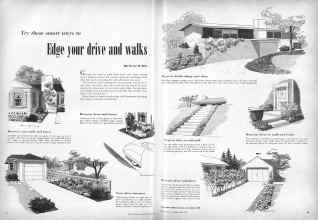Better Homes & Gardens April 1951 Magazine Article: Try these smart ways to Edge your drive and walks