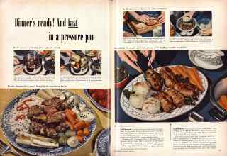 Better Homes & Gardens April 1951 Magazine Article: Dinner's ready! And fast in a pressure pan