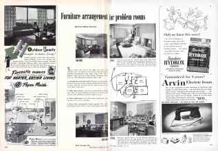 Better Homes & Gardens April 1951 Magazine Article: Furniture arrangement for problem rooms