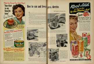 Better Homes & Gardens July 1951 Magazine Article: How to can and freeze peas, cherries