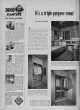 Better Homes & Gardens August 1951 Magazine Article: It's a triple-purpose room!