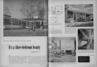 Better Homes & Gardens August 1951 Magazine Article: It's a three-bedroom beauty