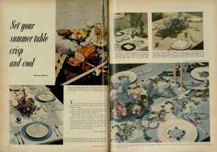 Better Homes & Gardens August 1951 Magazine Article: Set your summer table crisp and cool