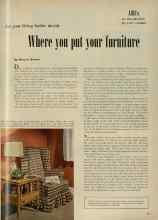 Better Homes & Gardens September 1951 Magazine Article: Let your living habits decide Where you put your furniture