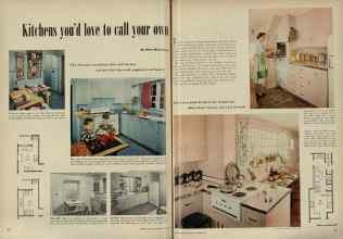 Better Homes & Gardens October 1951 Magazine Article: Kitchens you'd love to call your own