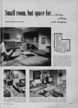 Better Homes & Gardens November 1951 Magazine Article: Small room, but space for . . .