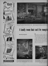 Better Homes & Gardens December 1951 Magazine Article: A family room that can't be rumpled