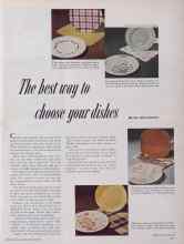 Better Homes & Gardens January 1952 Magazine Article: The best way to choose your dishes