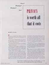 Better Homes & Gardens March 1952 Magazine Article: PRIVACY is worth all that it costs