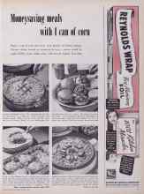 Better Homes & Gardens March 1952 Magazine Article: Moneysaving meals with 1 can of corn