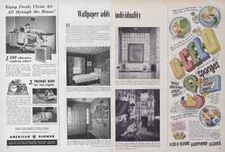 Better Homes & Gardens April 1952 Magazine Article: Wallpaper adds individuality