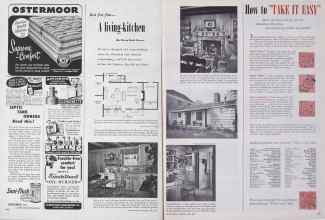 Better Homes & Gardens April 1952 Magazine Article: Just for fun--A living-kitchen