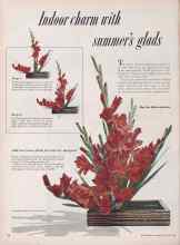 Better Homes & Gardens August 1952 Magazine Article: Indoor charm with summer's glads