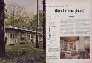 Better Homes & Gardens August 1952 Magazine Article: All-in-a-line house planning