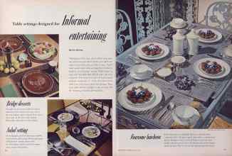 Better Homes & Gardens August 1952 Magazine Article: Table settings designed for Informal entertaining
