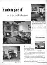 Better Homes & Gardens September 1952 Magazine Article: Simplicity pays off . . . in the small living room