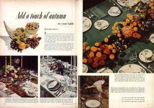 Better Homes & Gardens October 1952 Magazine Article: Add a touch of autumn to your table