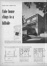 Better Homes & Gardens November 1952 Magazine Article: Cube house clings to a hillside