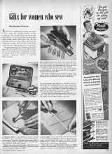 Better Homes & Gardens December 1952 Magazine Article: Gifts for women who sew