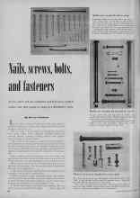Better Homes & Gardens April 1953 Magazine Article: Nails, screws, bolts, and fasteners