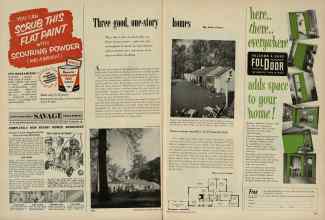 Better Homes & Gardens April 1953 Magazine Article: Three good, one-story homes