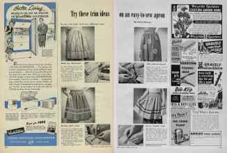 Better Homes & Gardens April 1953 Magazine Article: Try these trim ideas on an easy-to-sew apron