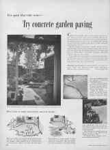 Better Homes & Gardens June 1953 Magazine Article: Try concrete garden paving