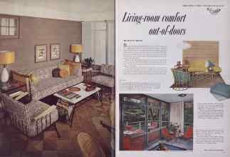 Better Homes & Gardens June 1953 Magazine Article: Living-room comfort out-of-doors