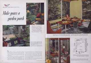 Better Homes & Gardens June 1953 Magazine Article: Make yours a garden porch
