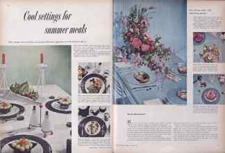 Better Homes & Gardens August 1953 Magazine Article: Cool settings for summer meals